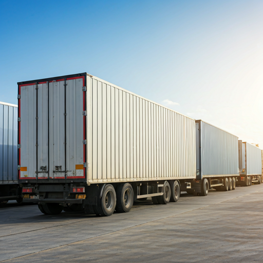 Trucks loading at warehouse dock